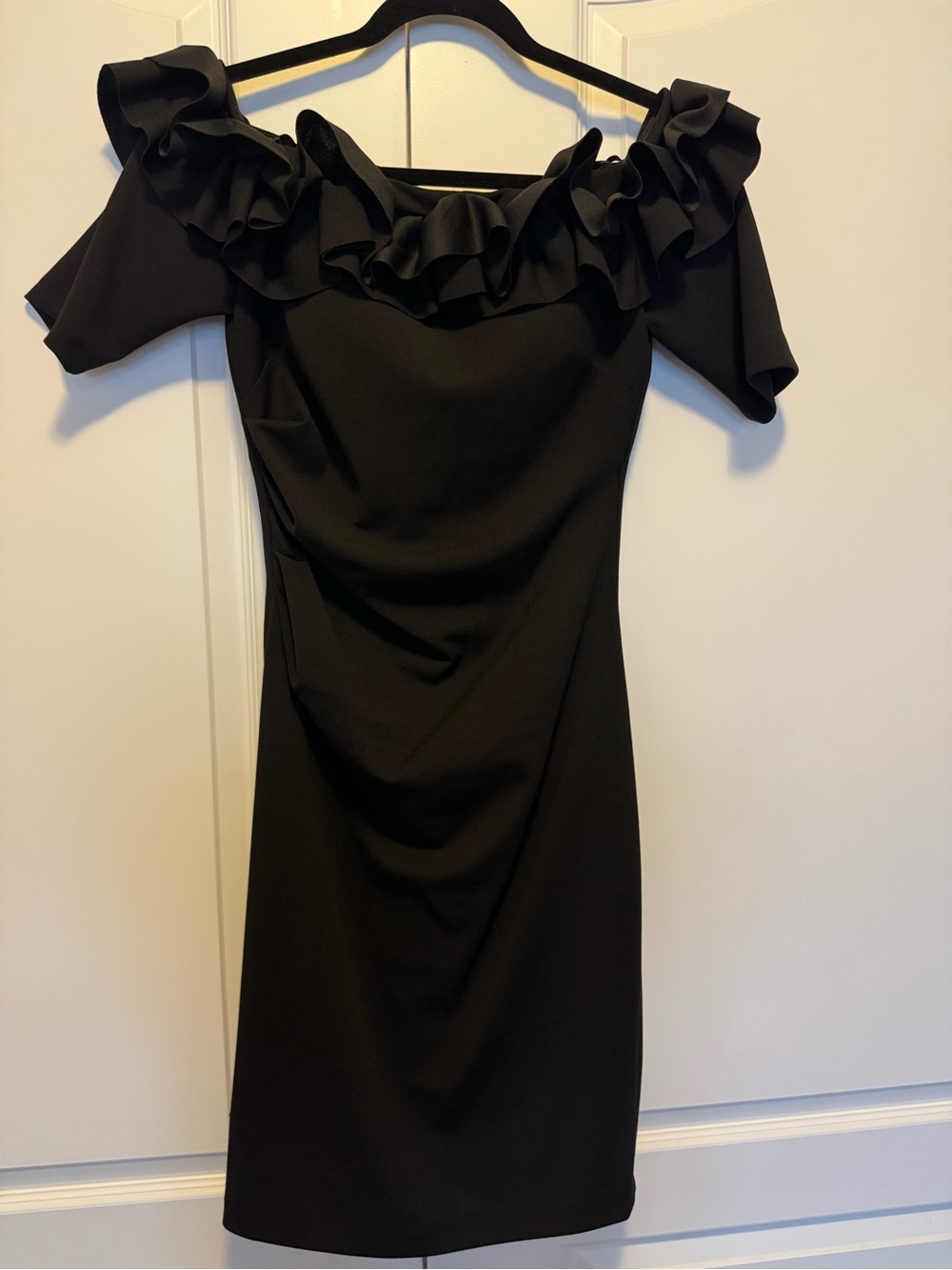 Black Off the Shoulder Ruffle Dress